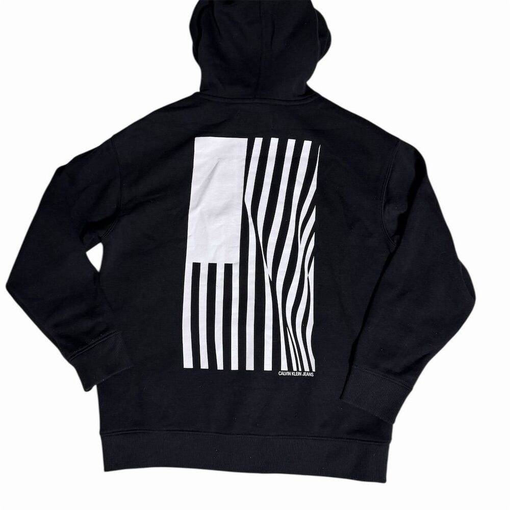 Calvin Klein Jeans Unisex Black Graphic Pullover Hoodie Size S